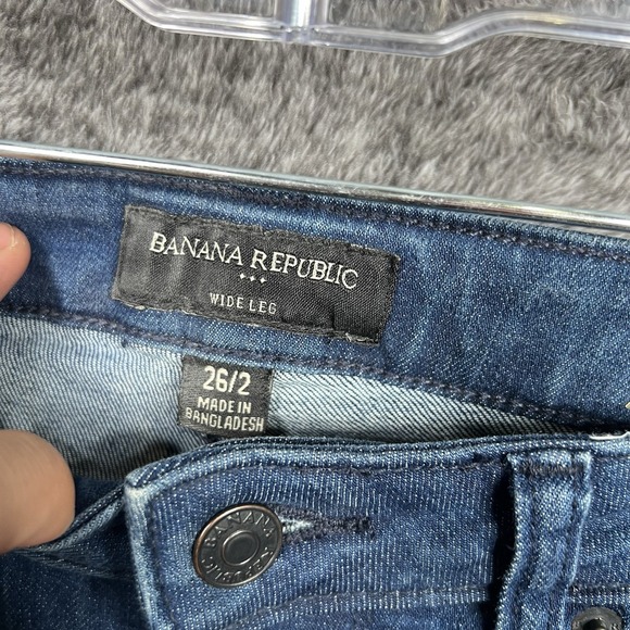 Banana Republic Stretch Jeans Womens 26/2 Classic Wide Leg Flare 30x33 Dark Wash - Picture 2 of 9